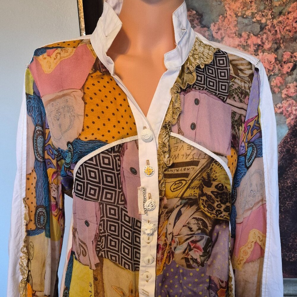 ELISA CAVALETTI-Multi Color design Blouse-Size:  Medium